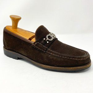 Salvatore Ferragamo David Bit Suede Loafers Brown